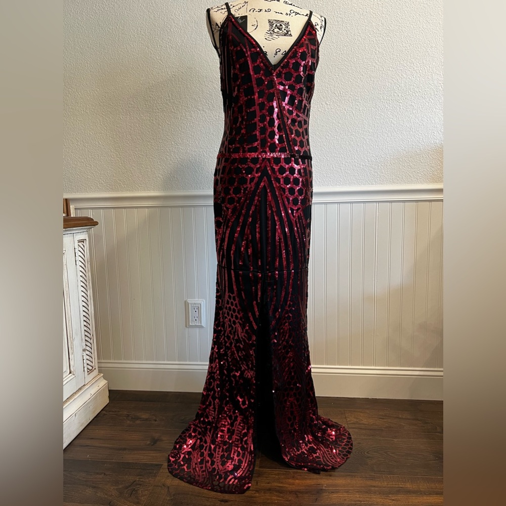 1920s Long Slit Prom Dresses Deep V Neck Sequin Mermaid Bridesmaid Evening Dress